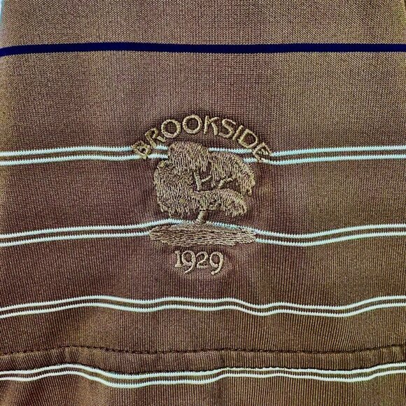 Callaway Mens Golf Polo Size XL Brown Stripe Brookside Country Club Tournament - Picture 9 of 9